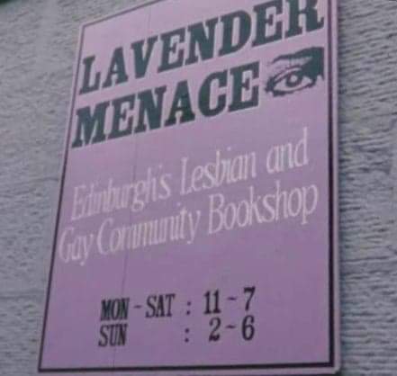 Photo: Lavender Menace exterior wall-hanging sign