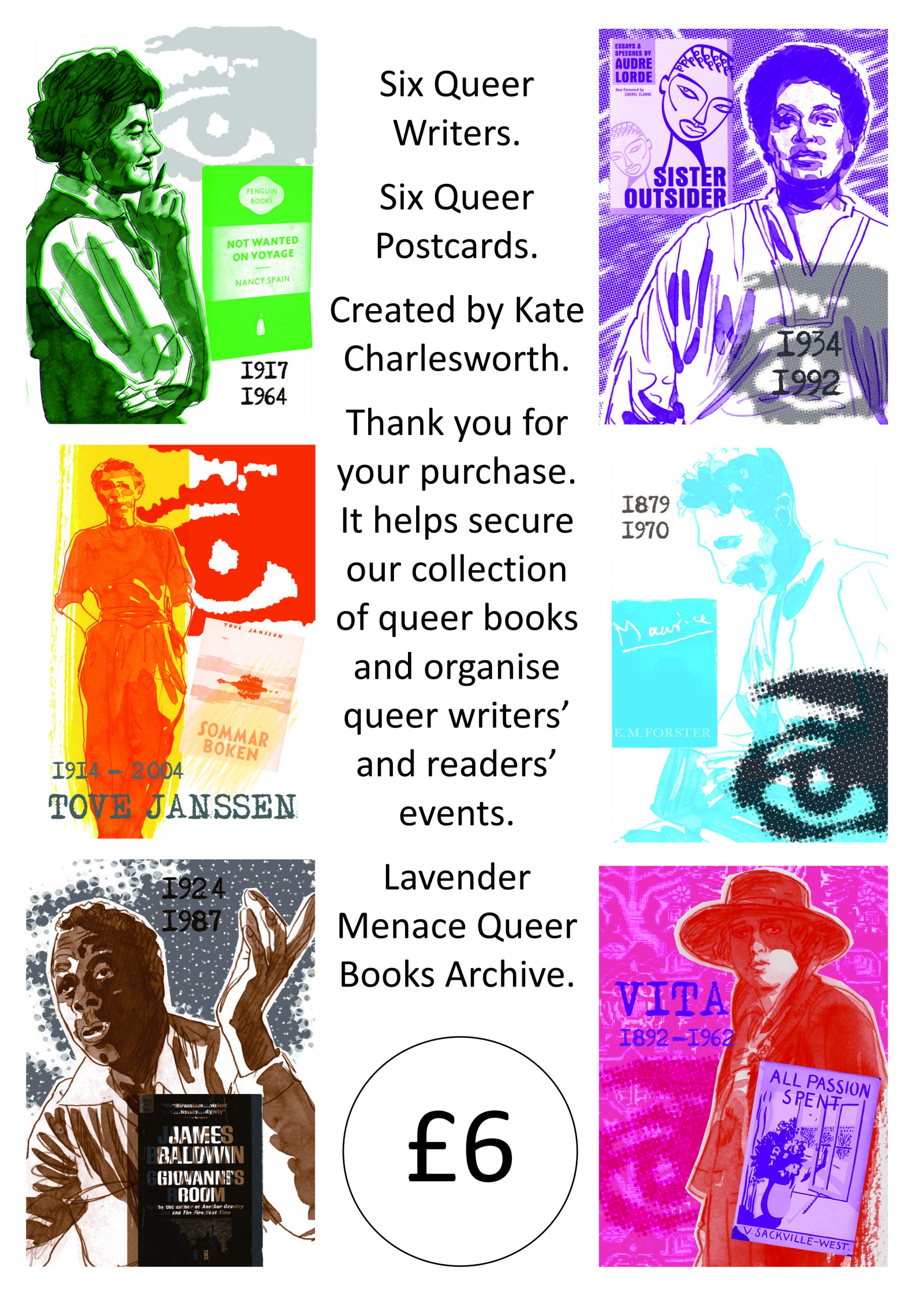 6 Queer Writers  6 Queer Postcards