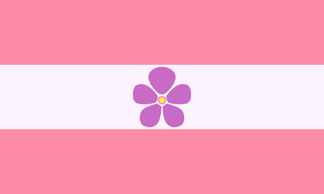pink and white sapphic flag with purple flower